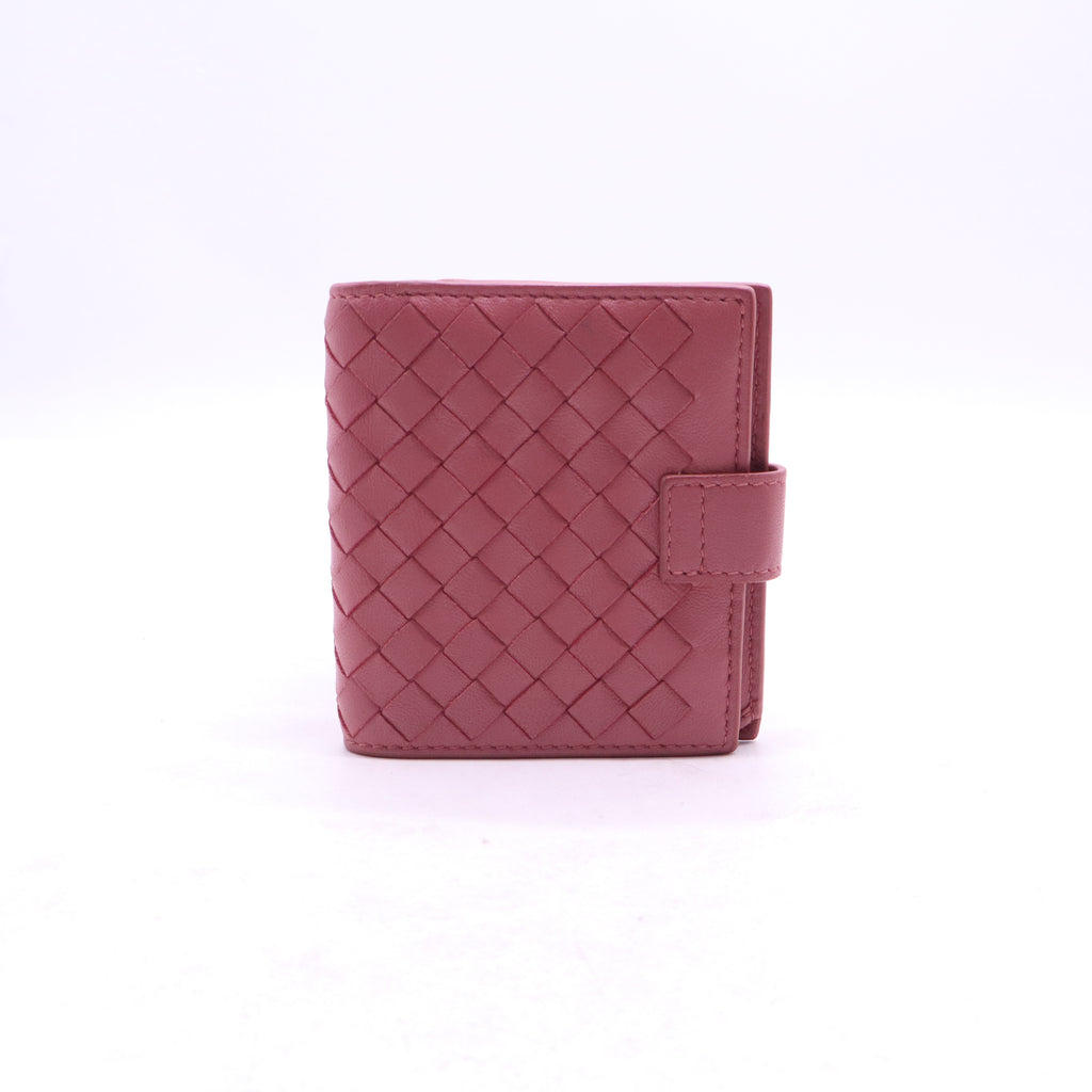 Bottega Veneta Intrecciato Leather French Flap Wallet Pink W21298