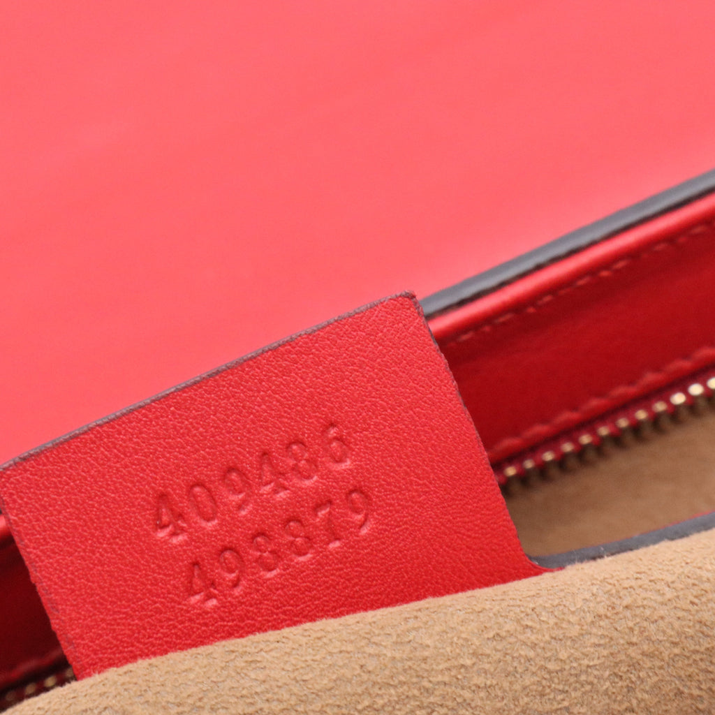 Red GG Supreme Coated Canvas Padlock Medium Shoulder Bag
