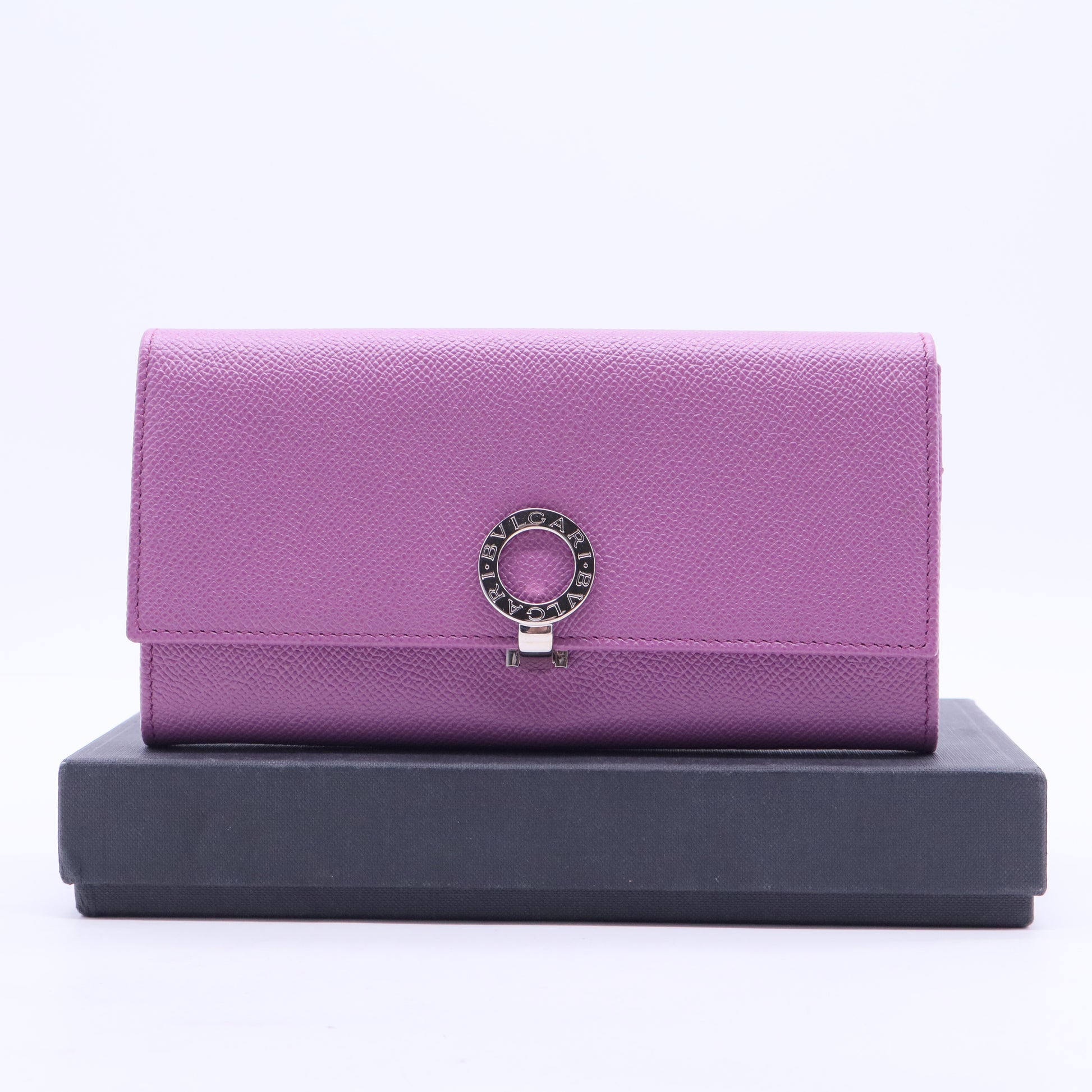 Bvlgari Leather Wallet Lavender Purple Twins W20199