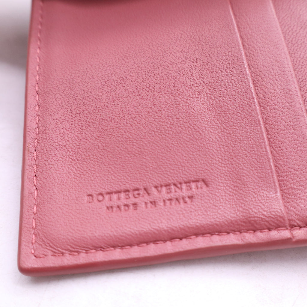 Bottega Veneta Intrecciato Leather French Flap Wallet Pink W21298