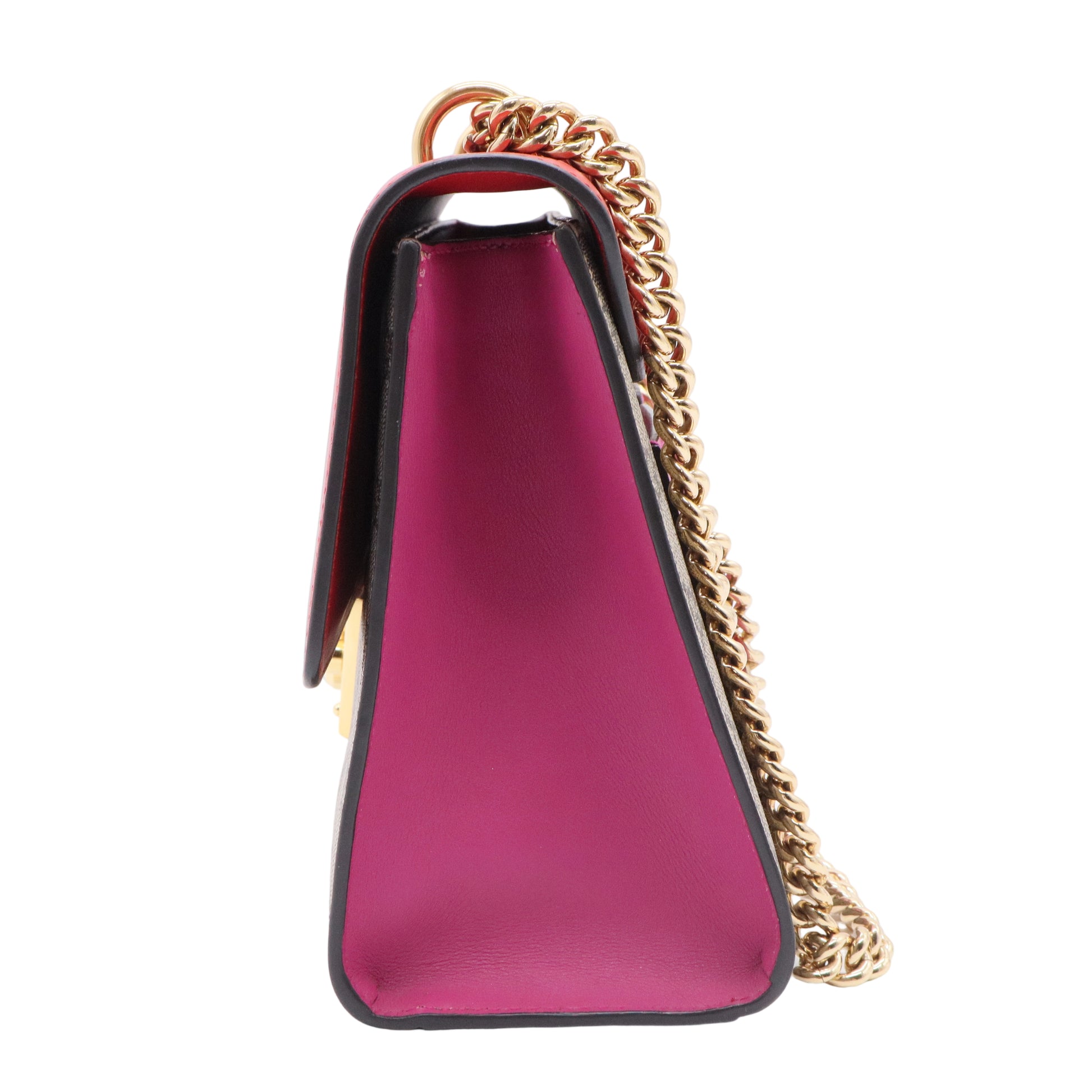 Red GG Supreme Coated Canvas Padlock Medium Shoulder Bag