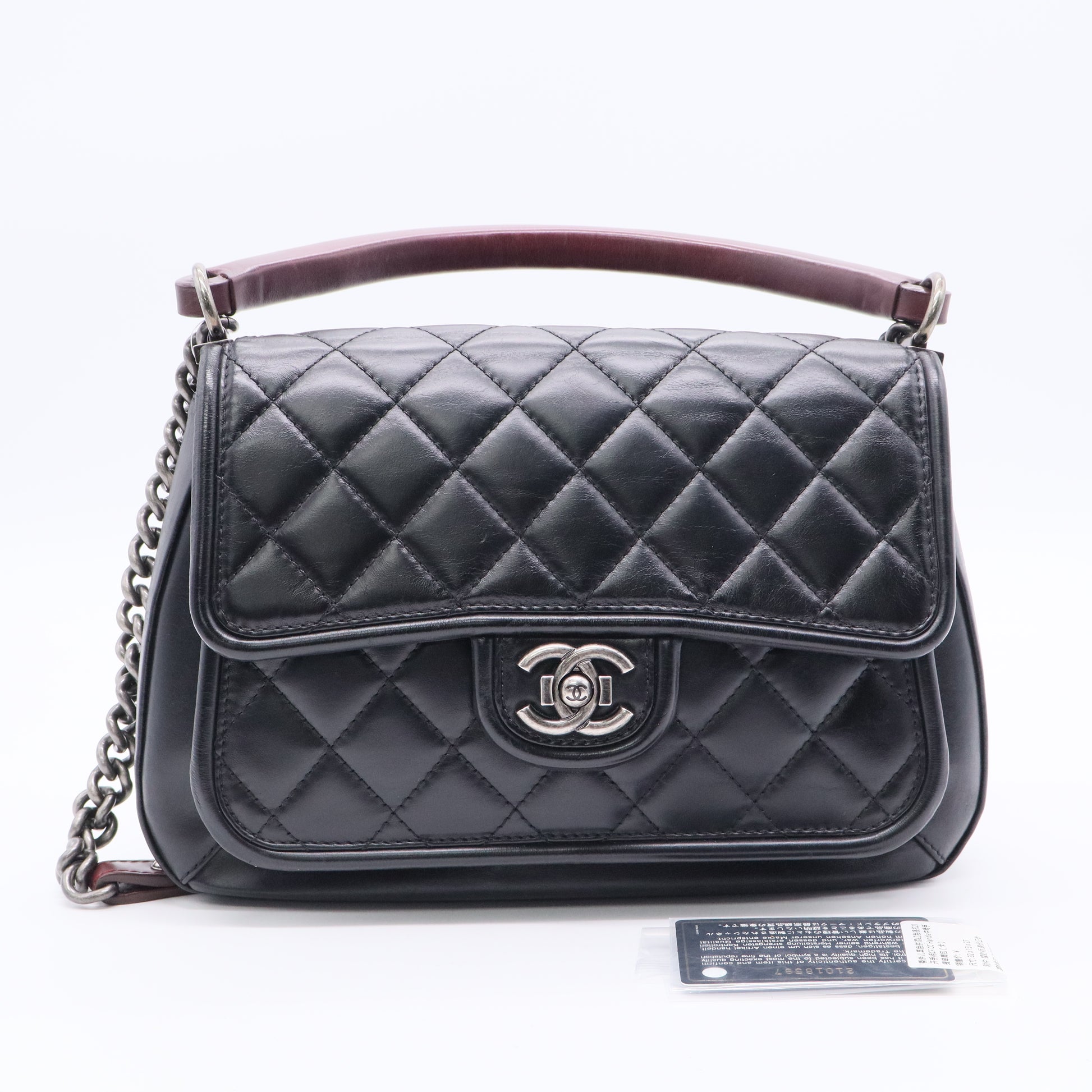 Vintage Classic Top Handle Flap Bag Quilted Leather Medium Twins LDJ3409
