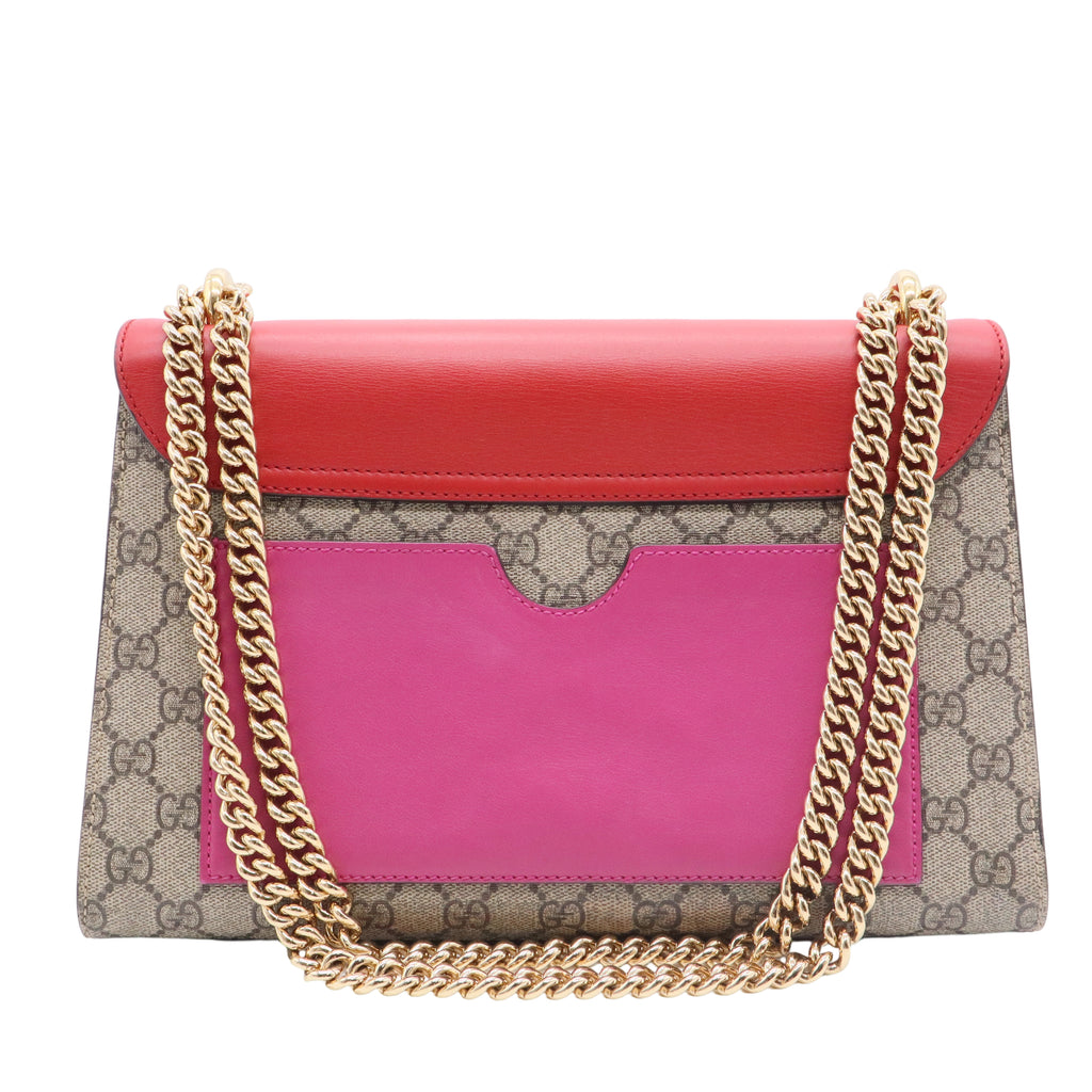 Red GG Supreme Coated Canvas Padlock Medium Shoulder Bag