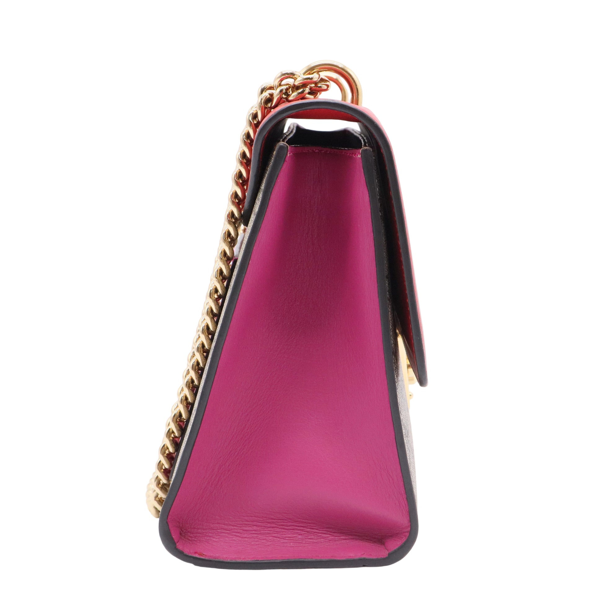 Red GG Supreme Coated Canvas Padlock Medium Shoulder Bag