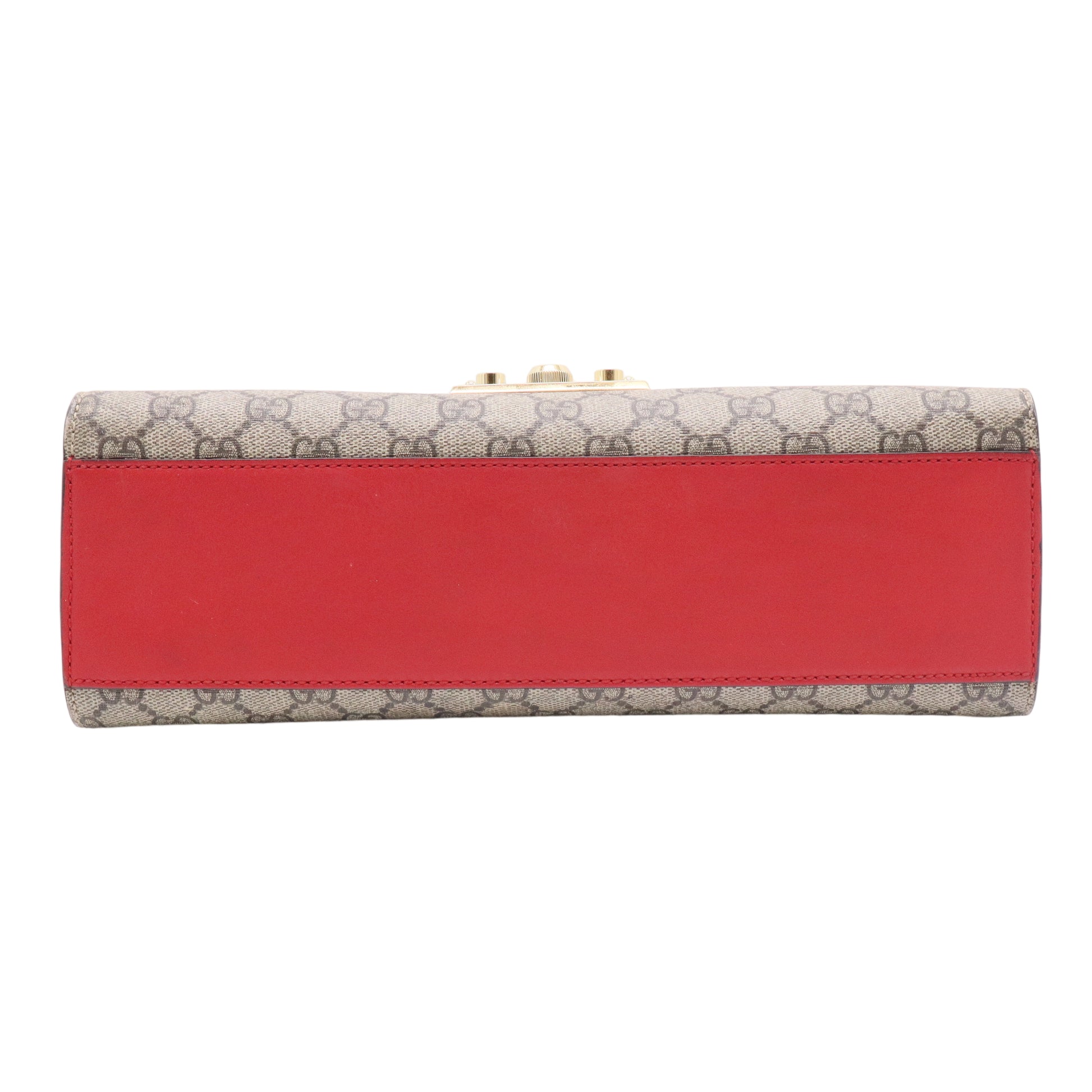 Red GG Supreme Coated Canvas Padlock Medium Shoulder Bag