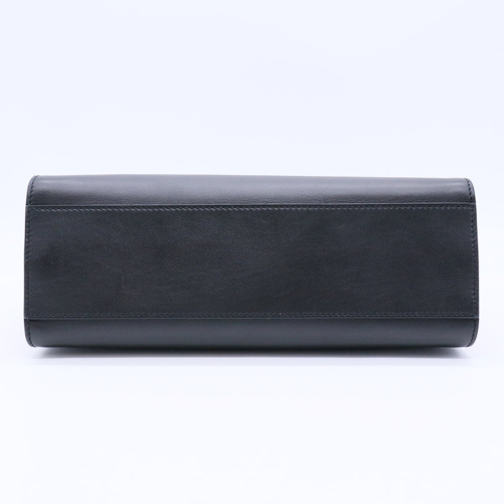 Black/Red Smooth Calfskin Leather Nymphaea Large Top Handle Bag