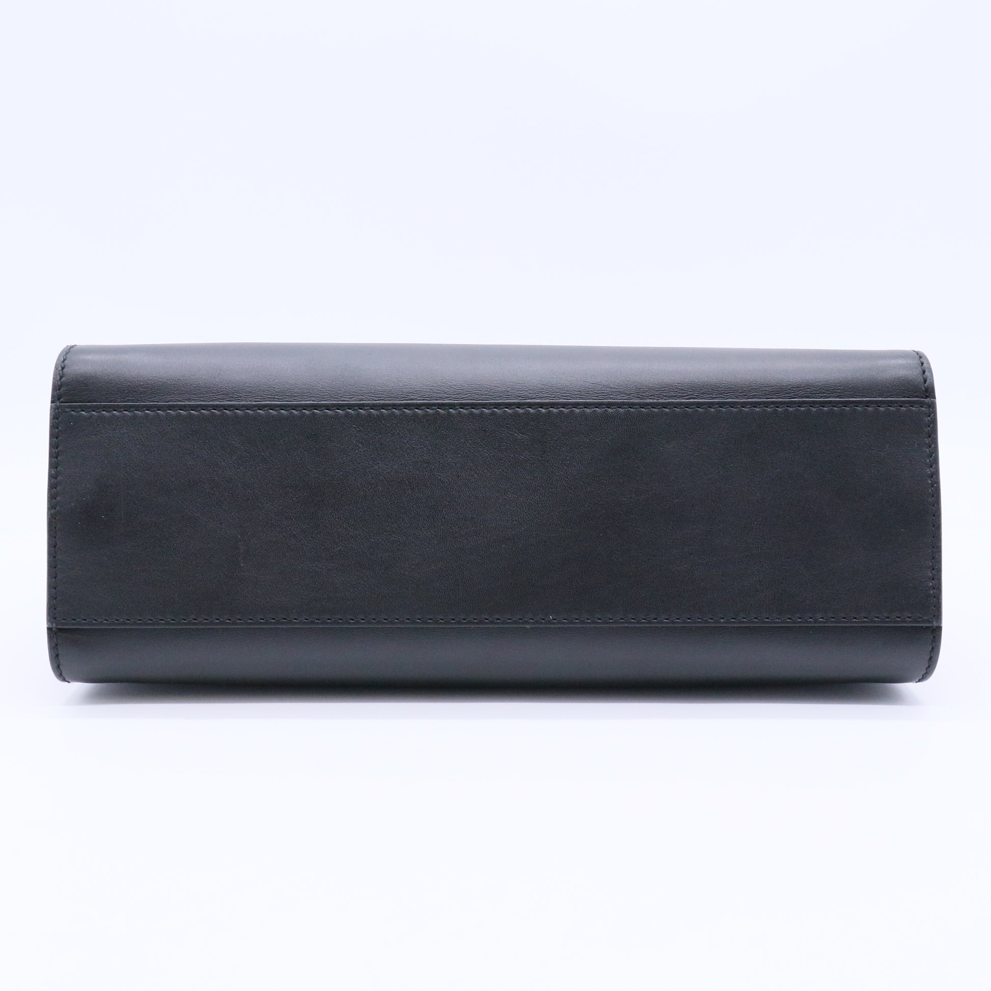 Black/Red Smooth Calfskin Leather Nymphaea Large Top Handle Bag