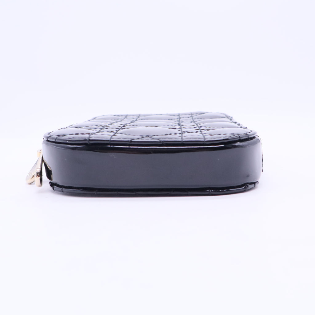Lady Dior Call'in Dior Phone Holder Black Patent Cannage Calfskin Twins