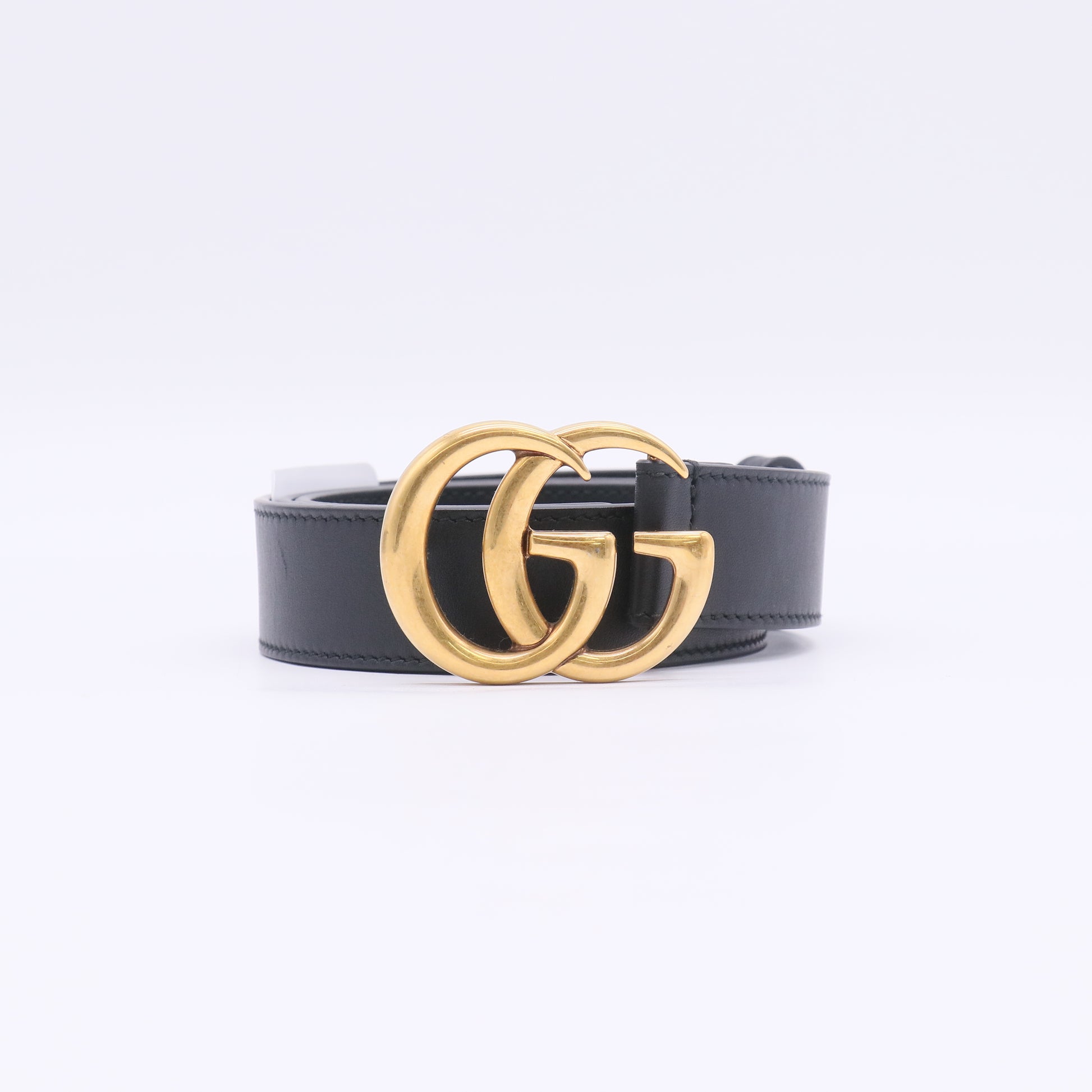 Gucci GG Marmont Leather Belt with Shiny Buckle W22864