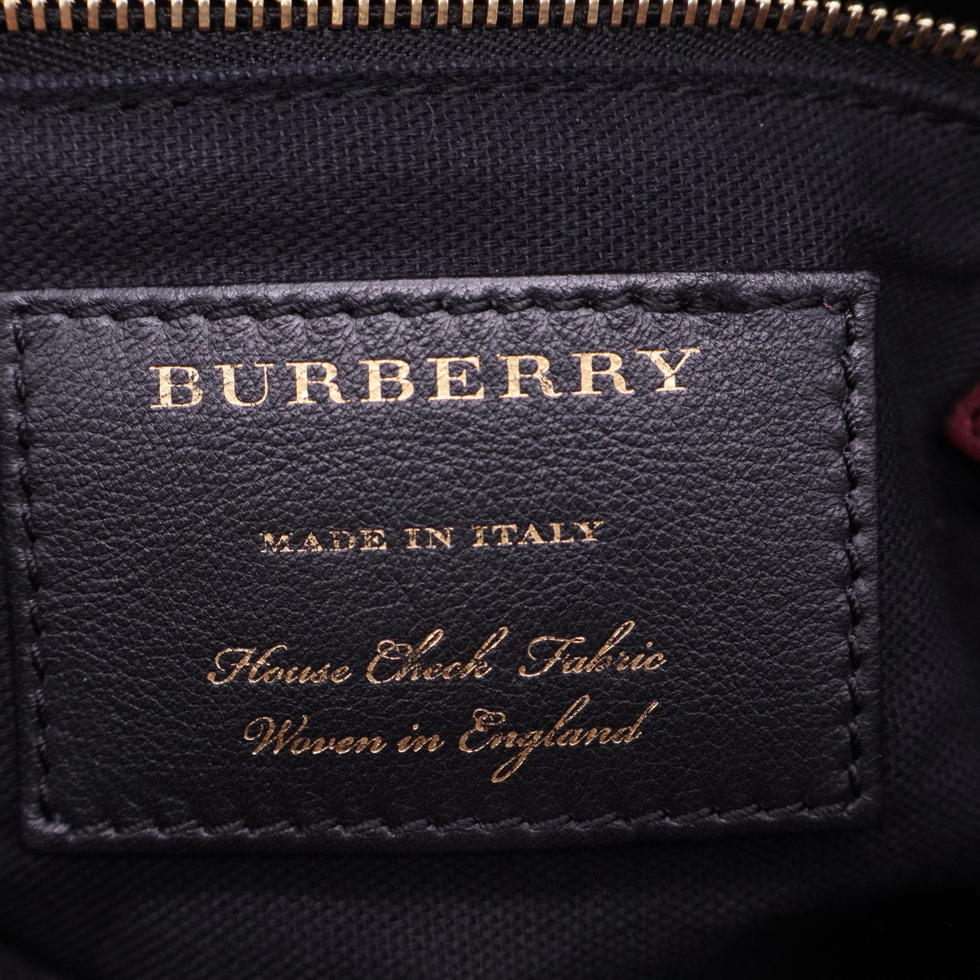 Banner Tote Leather and House Check Canvas Medium