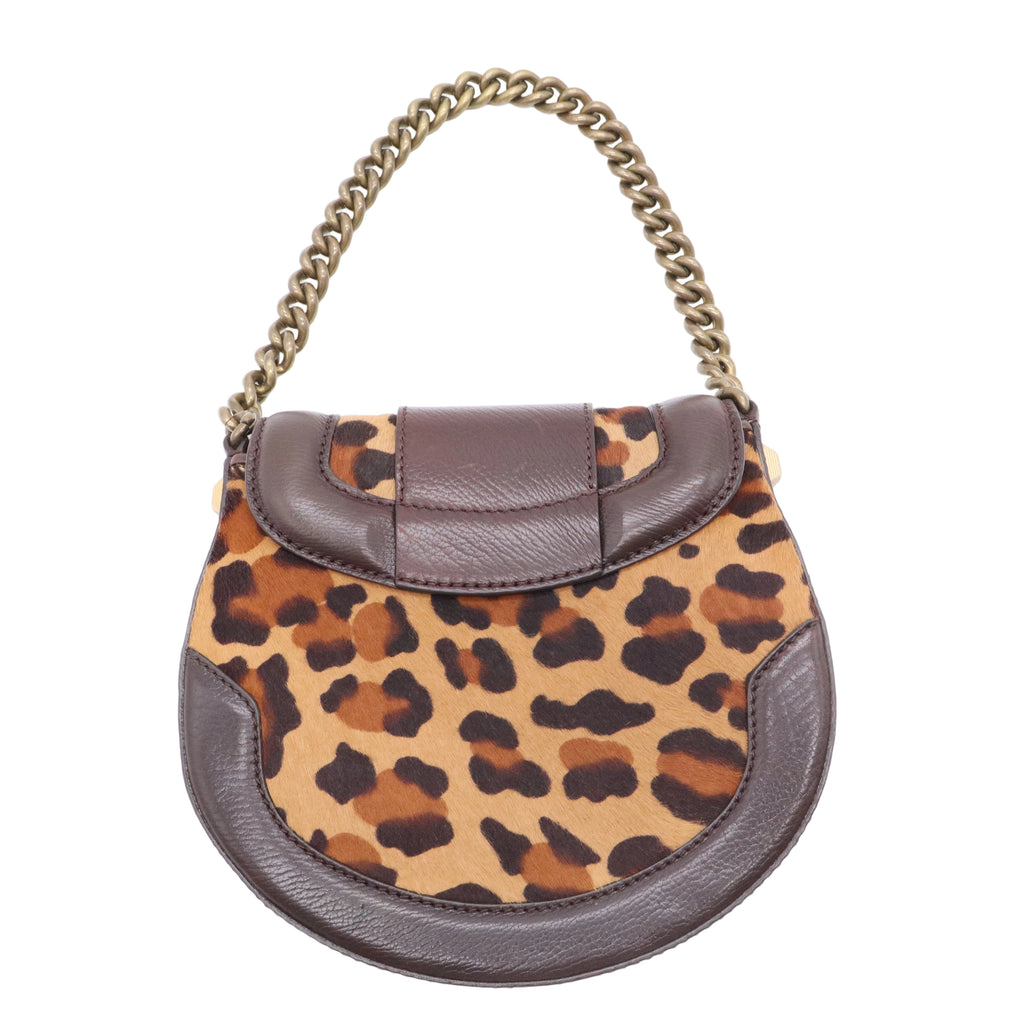 Calfskin Pony Hair Leopard Print Shoulder Bag
