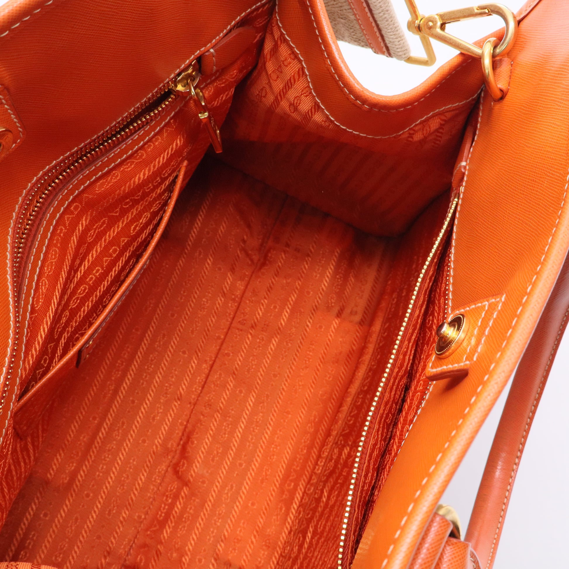 Prada Canapa Saffiano-Trimmed Shopping Tote twins B20759