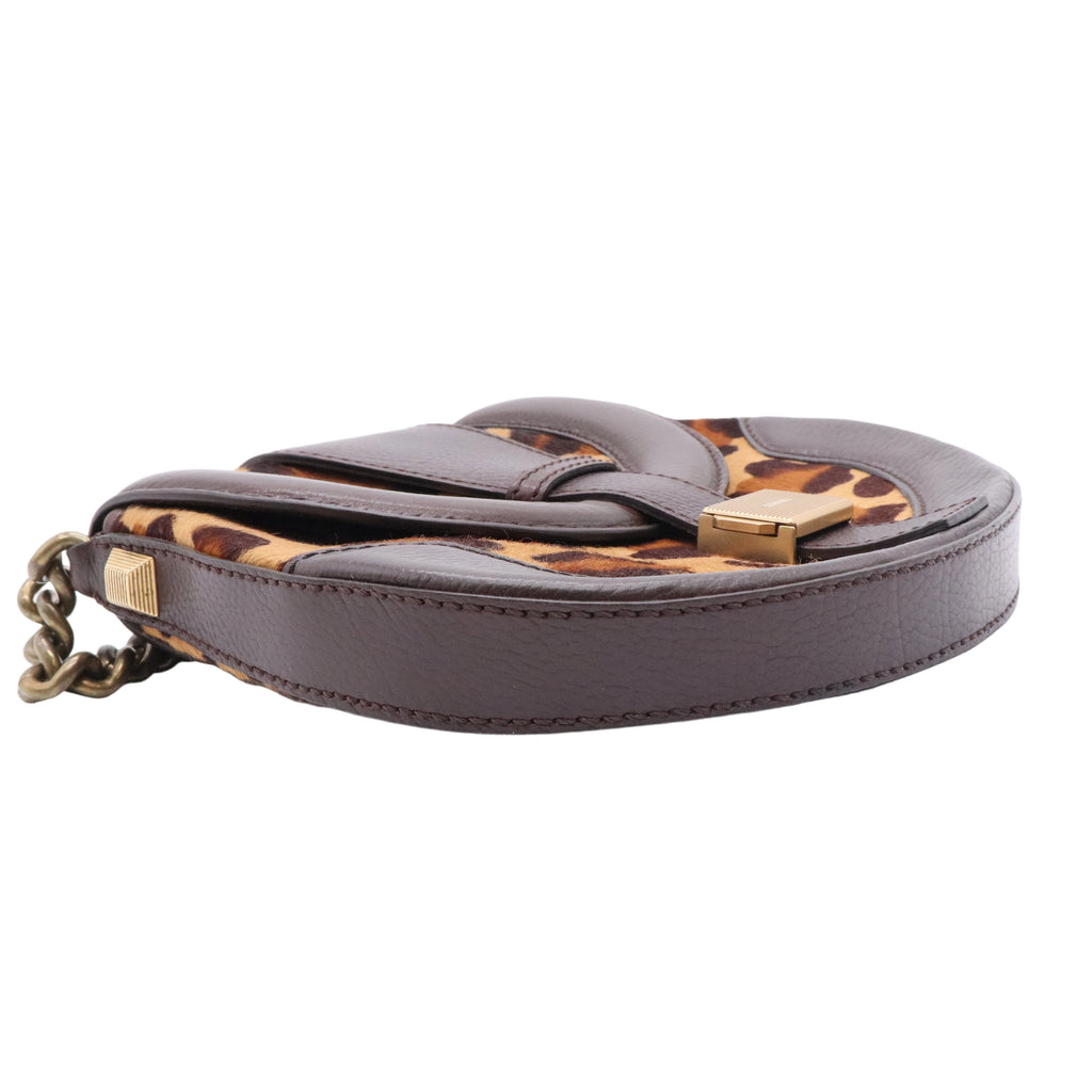 Calfskin Pony Hair Leopard Print Shoulder Bag