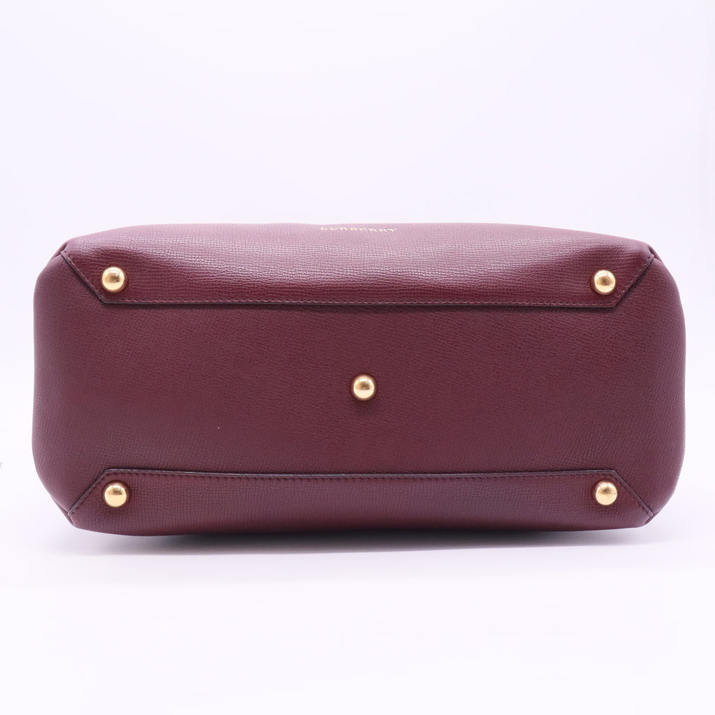 Banner Tote Leather and House Check Canvas Medium