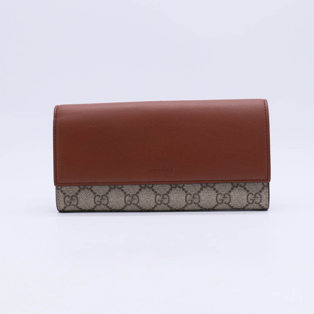 Gucci GG Supreme Canvas and Leather Continental Wallet W21248