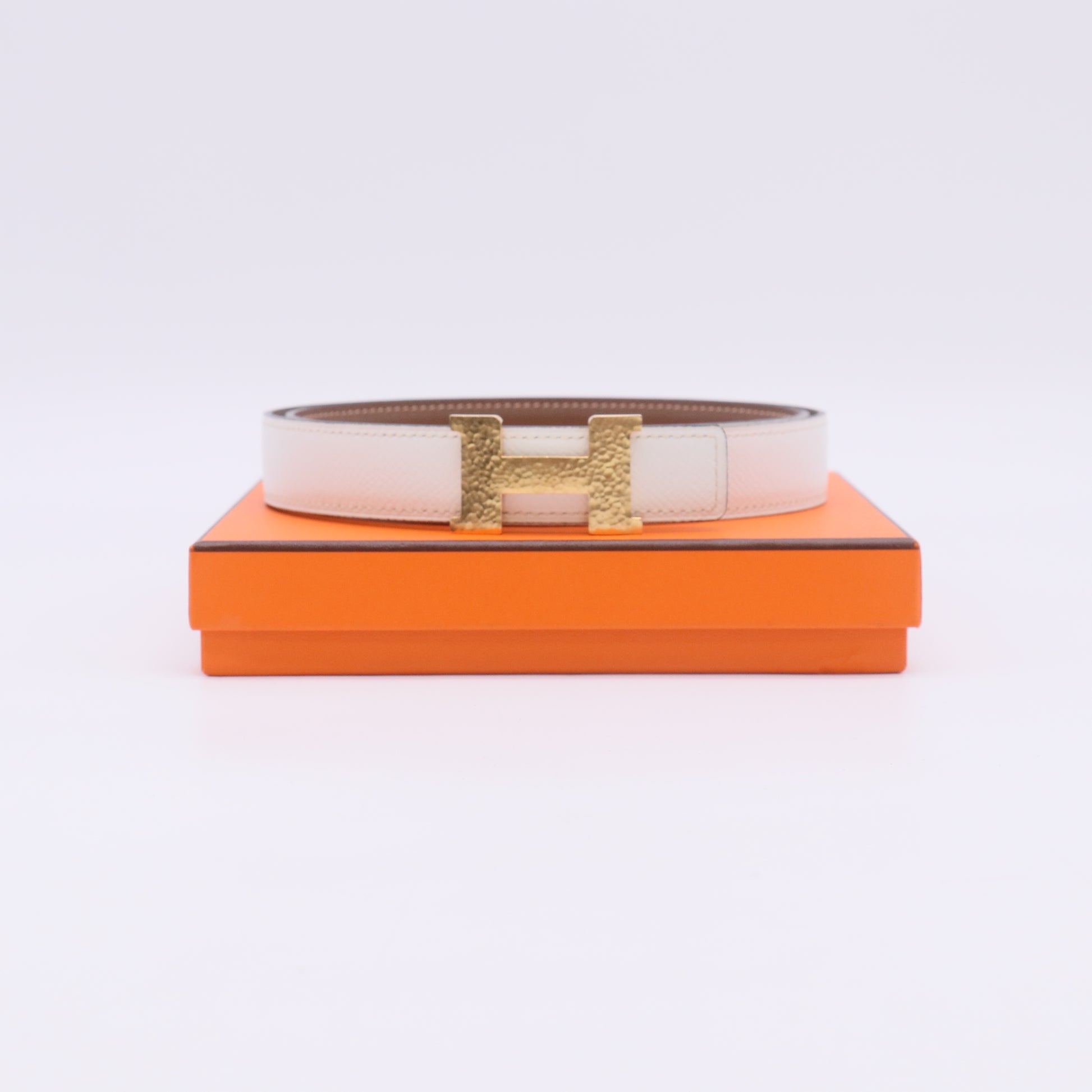 Hermes Epsom 32mm H Belt 100 40 White Gold W22961