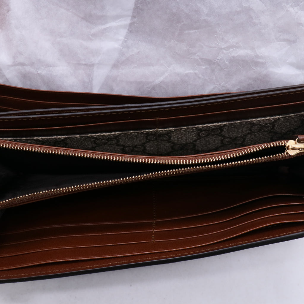Gucci GG Supreme Canvas and Leather Continental Wallet W21248