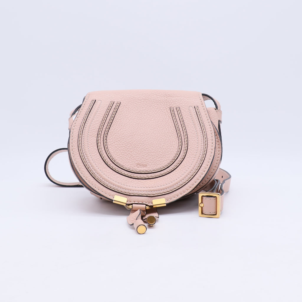 Grained Calfskin Small Marcie Saddle Bag Misty Lavender B21558