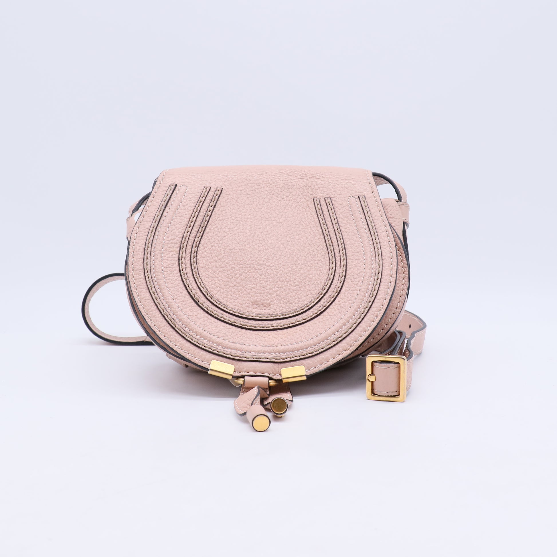 Grained Calfskin Small Marcie Saddle Bag Misty Lavender B21558