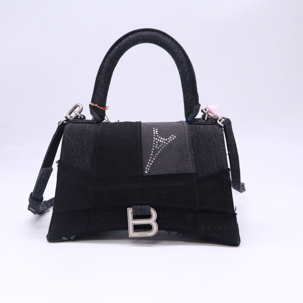 Hourglass Top Handle Bag Patchwork Denim