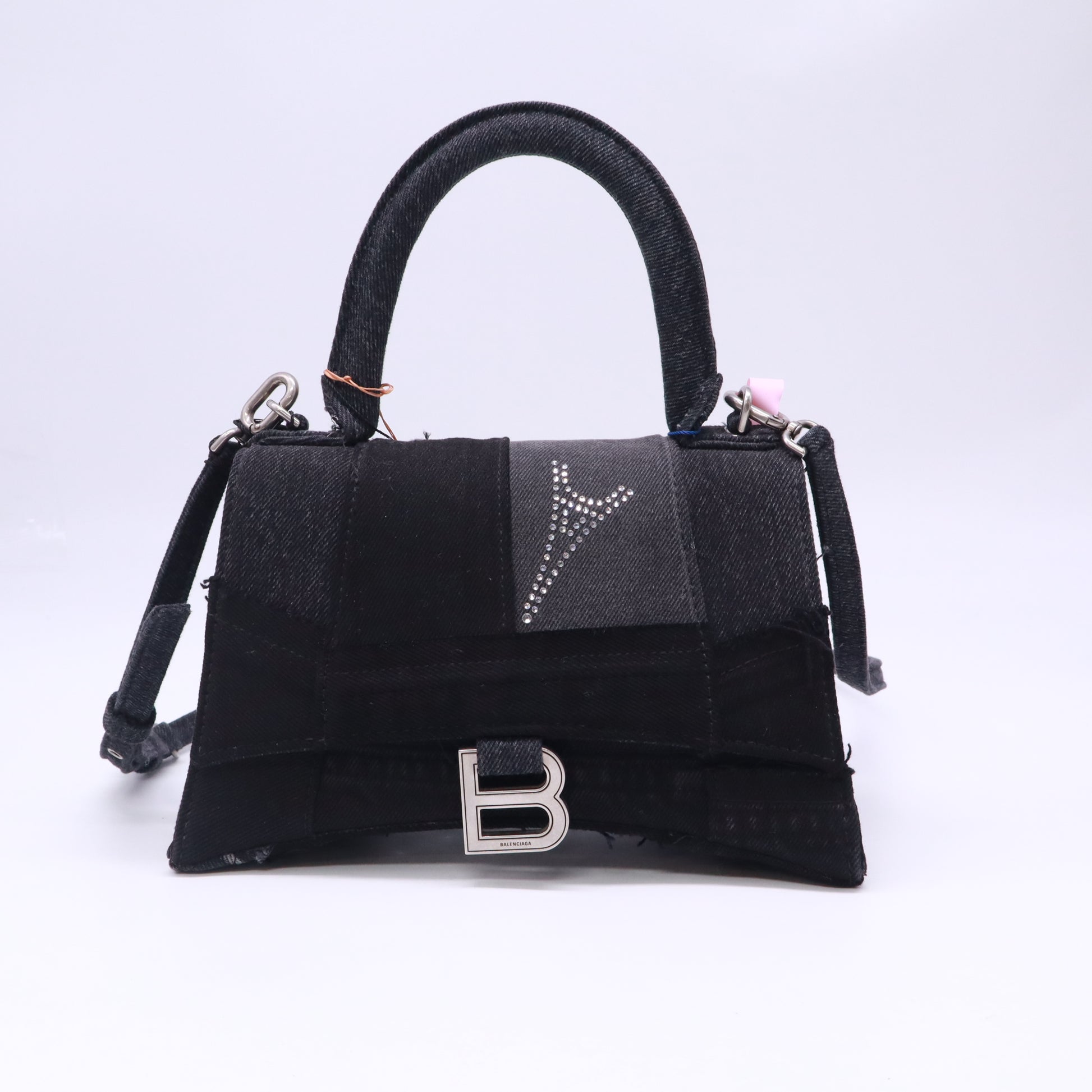 Hourglass Top Handle Bag Patchwork Denim