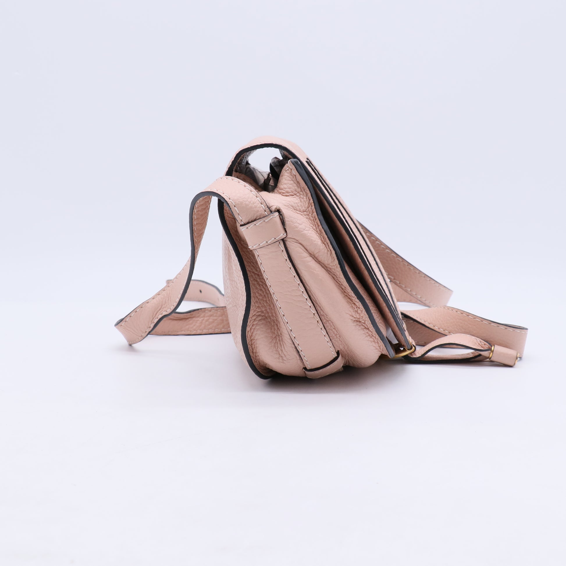 Grained Calfskin Small Marcie Saddle Bag Misty Lavender B21558