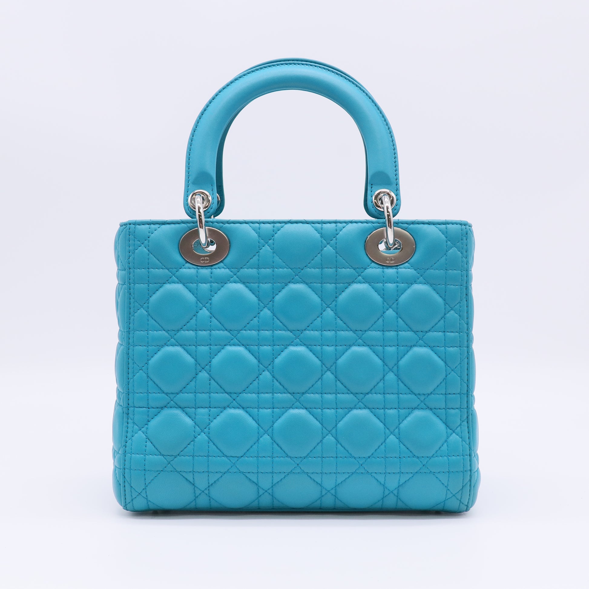 Christian Dior Medium Lady Dior Bag in Turquoise Cannage Lambskin Leather B23035