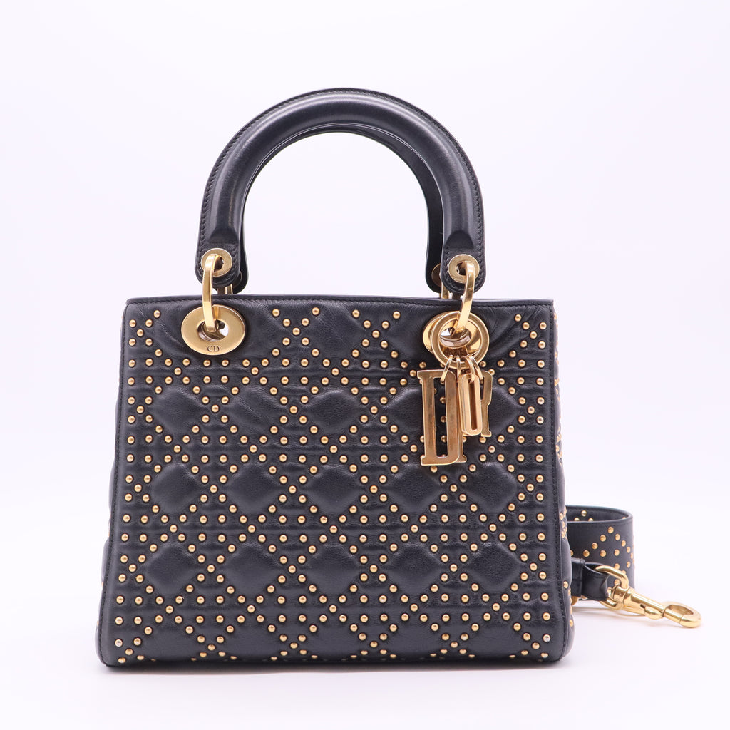 Supple Lady Dior Bag Cannage Studded Lambskin Medium