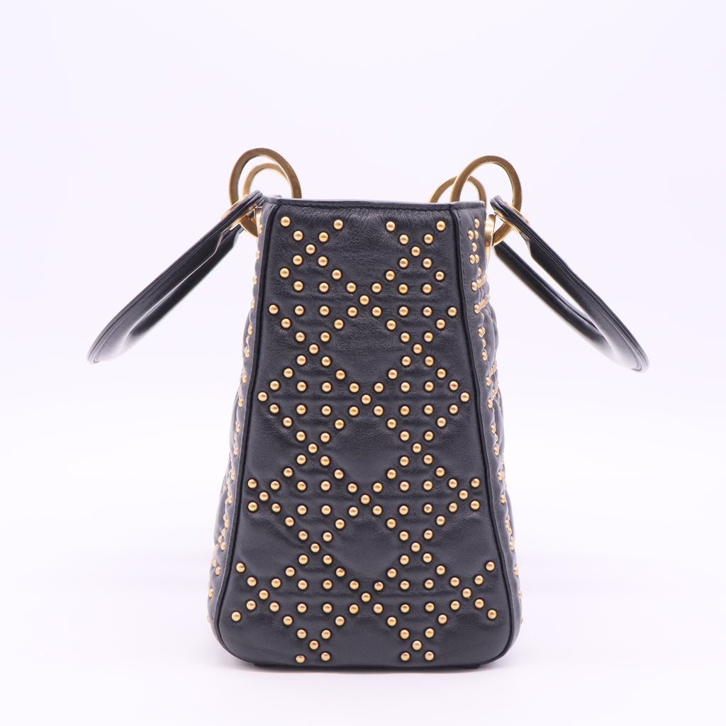 Supple Lady Dior Bag Cannage Studded Lambskin Medium