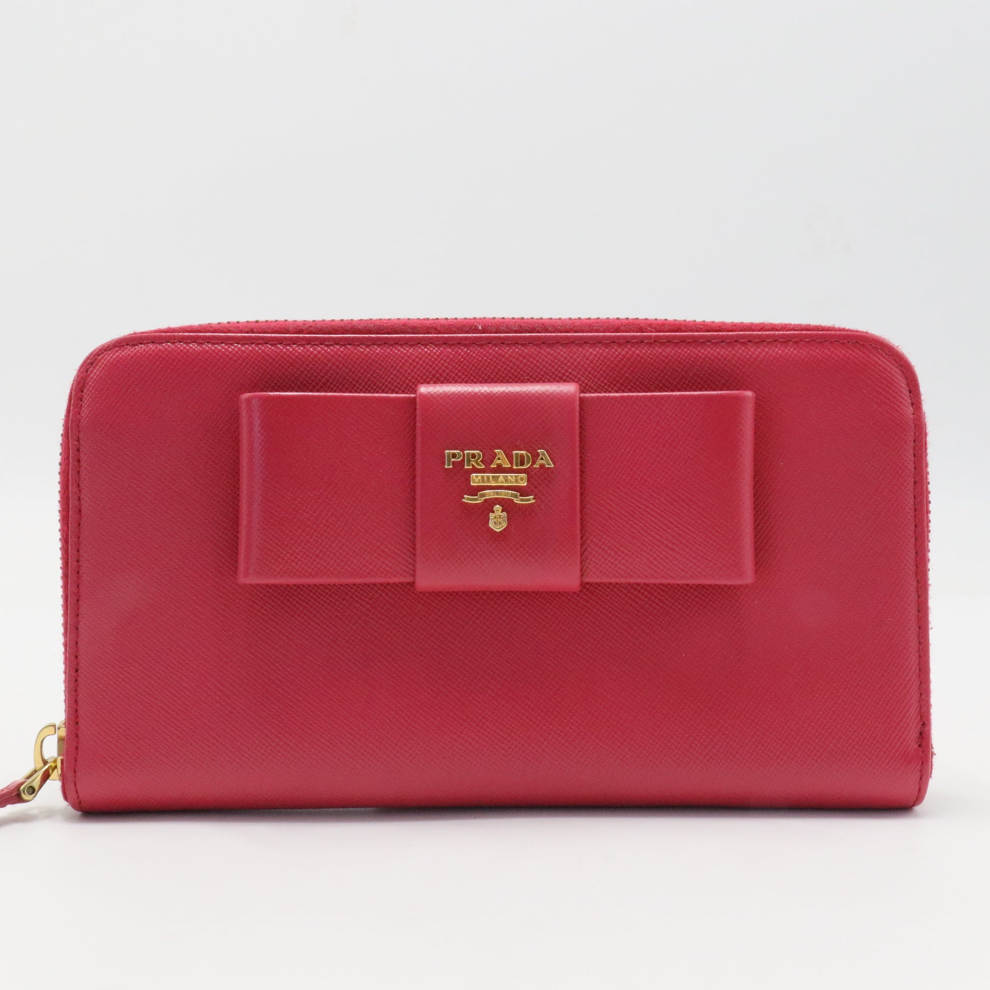 Bow Zip Around Wallet Saffiano Leather Long