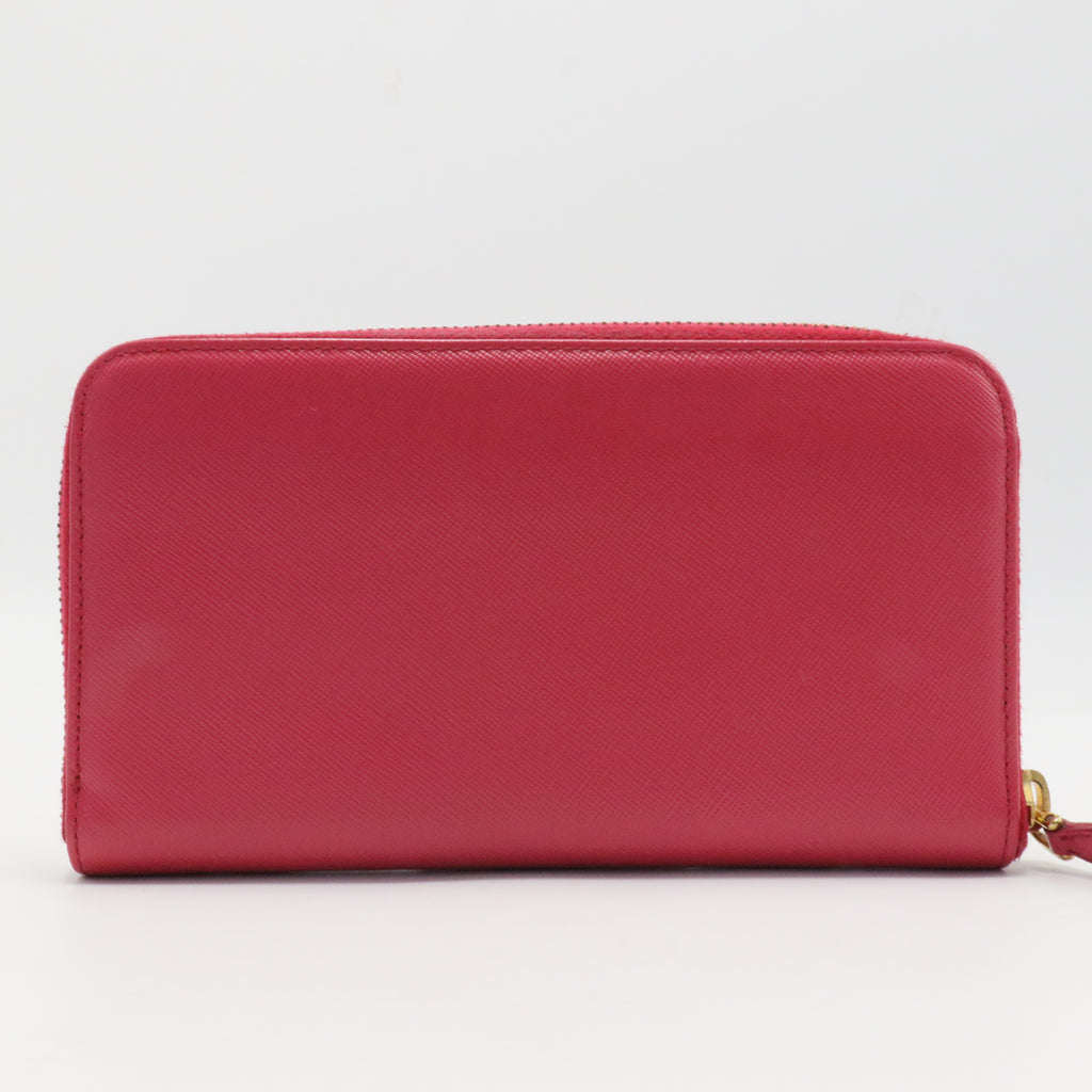 Bow Zip Around Wallet Saffiano Leather Long