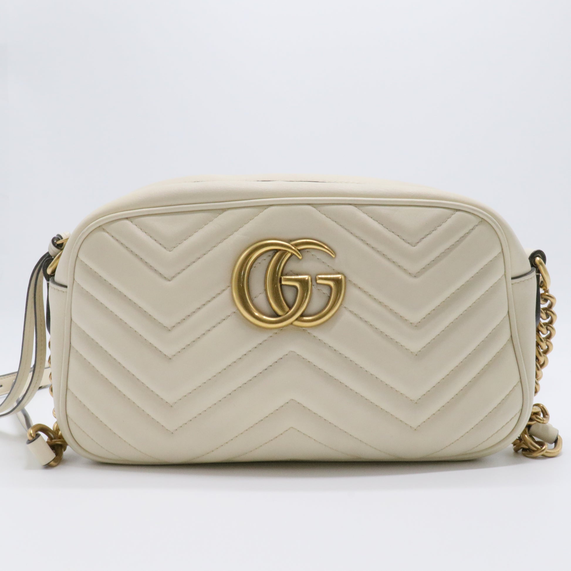 White GG Marmont Matelasse Leather Crossbody Bag
