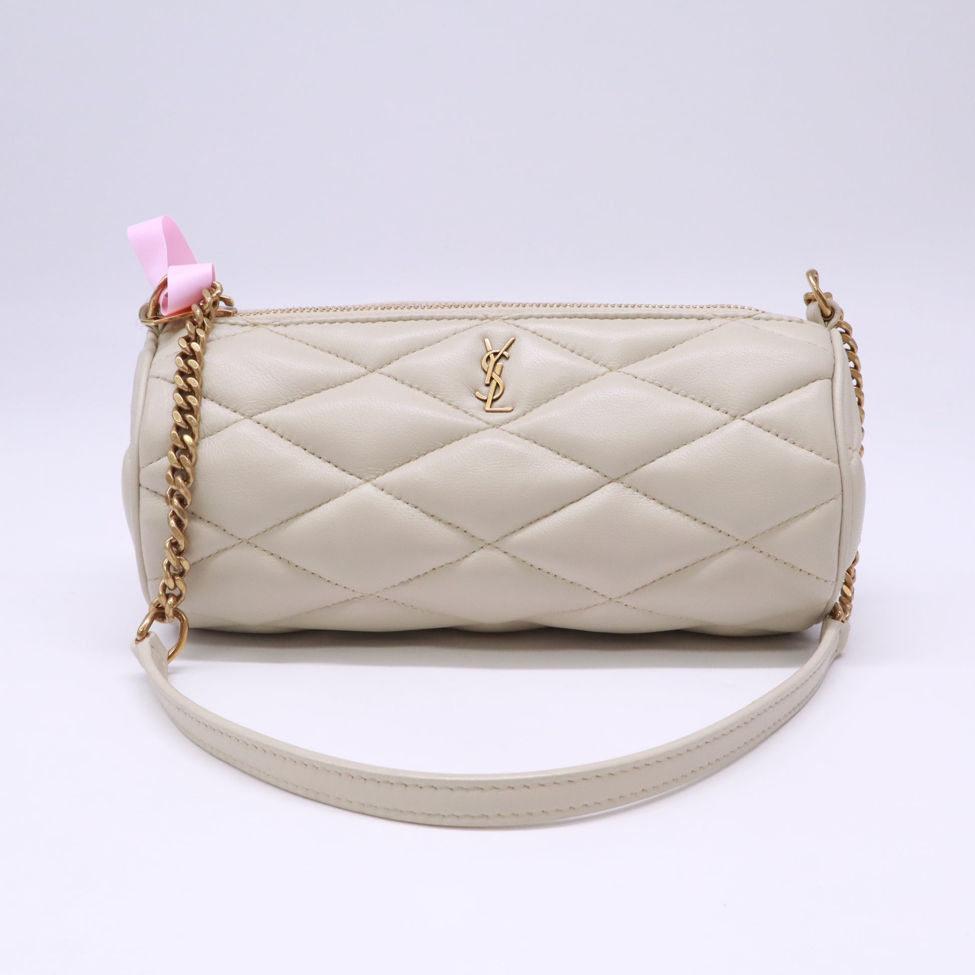 Saint Laurent Lambskin Monogram Mini Sade Tube Bag Crema Soft twins LDJ5323