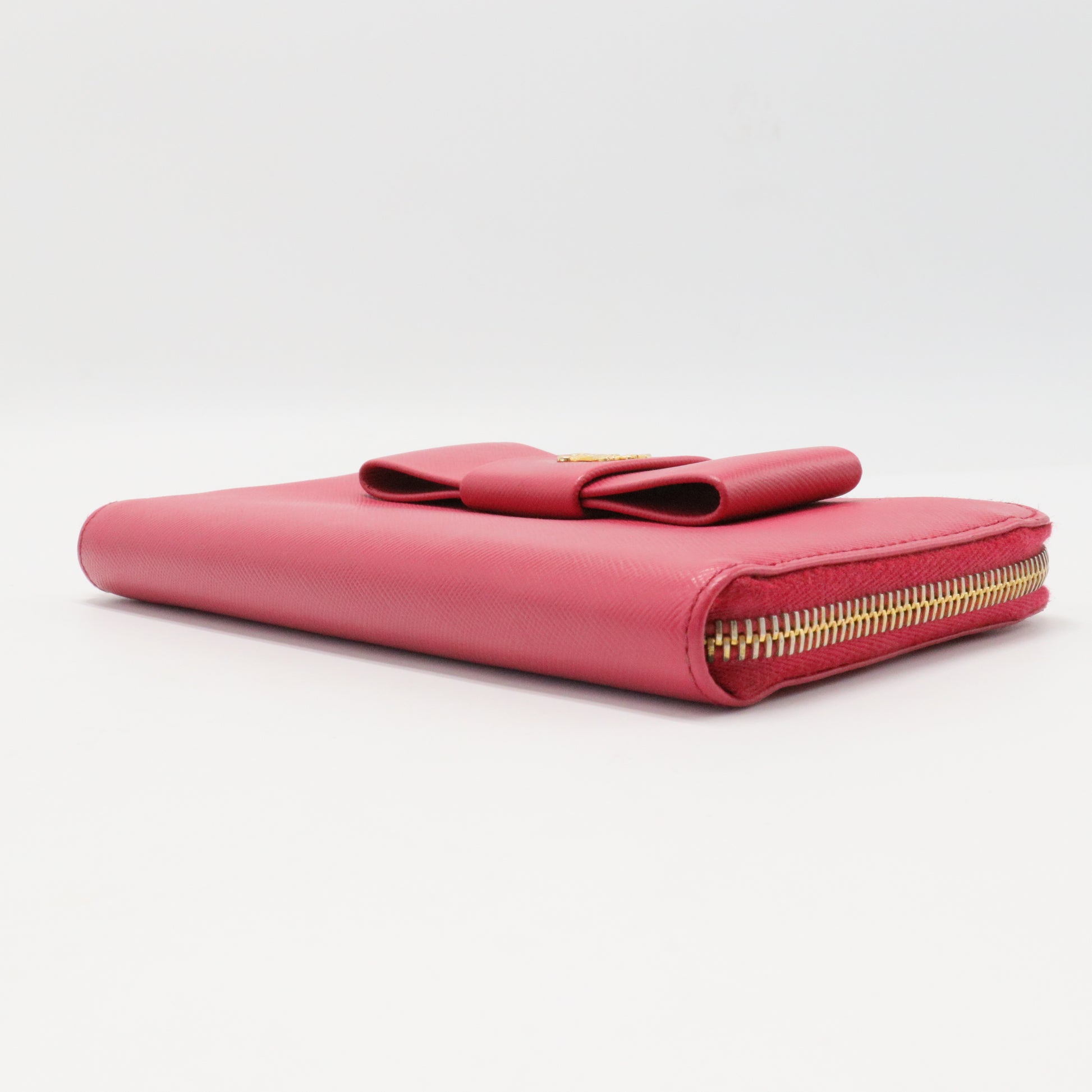 Bow Zip Around Wallet Saffiano Leather Long
