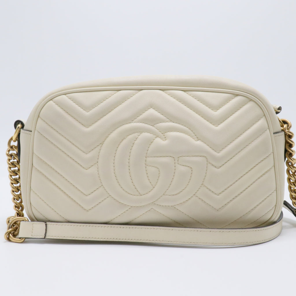 White GG Marmont Matelasse Leather Crossbody Bag