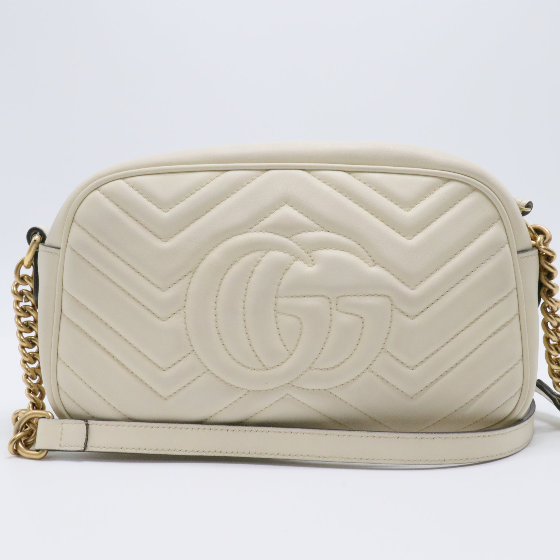 White GG Marmont Matelasse Leather Crossbody Bag
