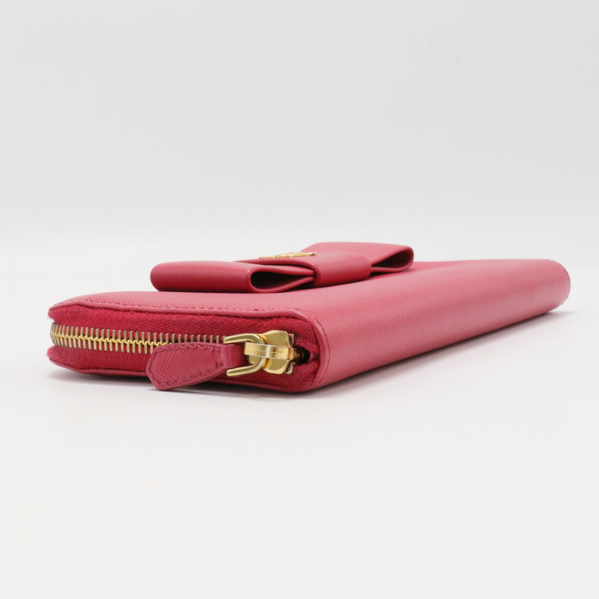 Bow Zip Around Wallet Saffiano Leather Long