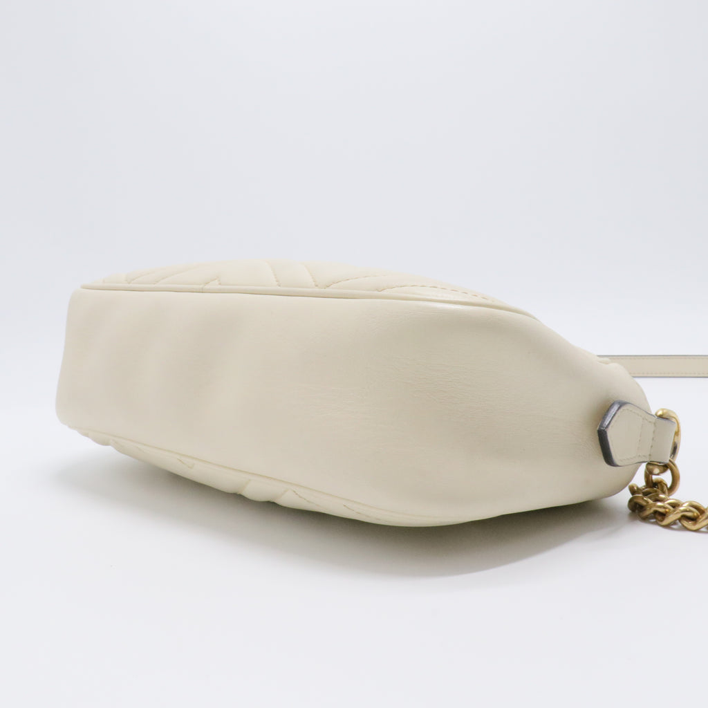 White GG Marmont Matelasse Leather Crossbody Bag