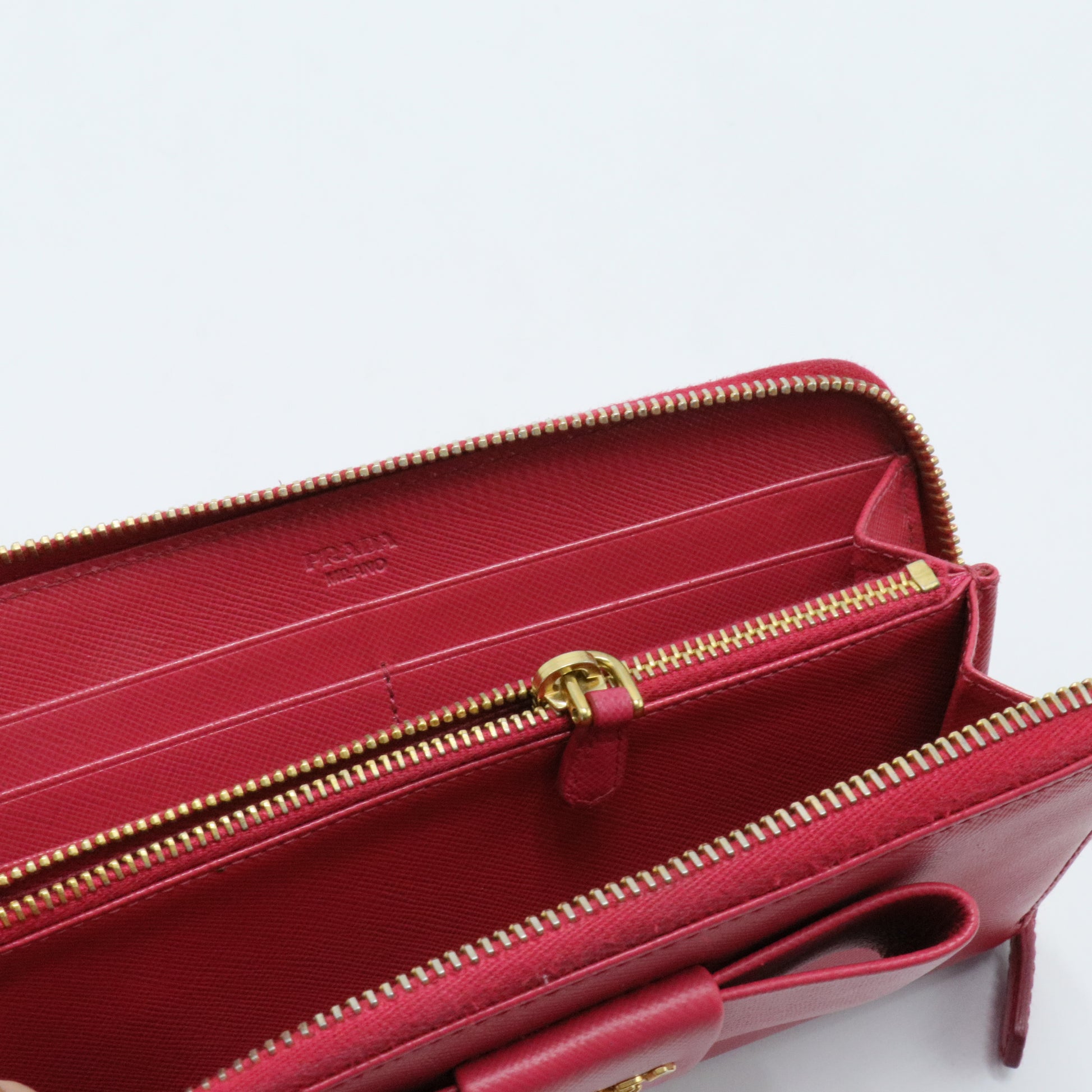 Bow Zip Around Wallet Saffiano Leather Long