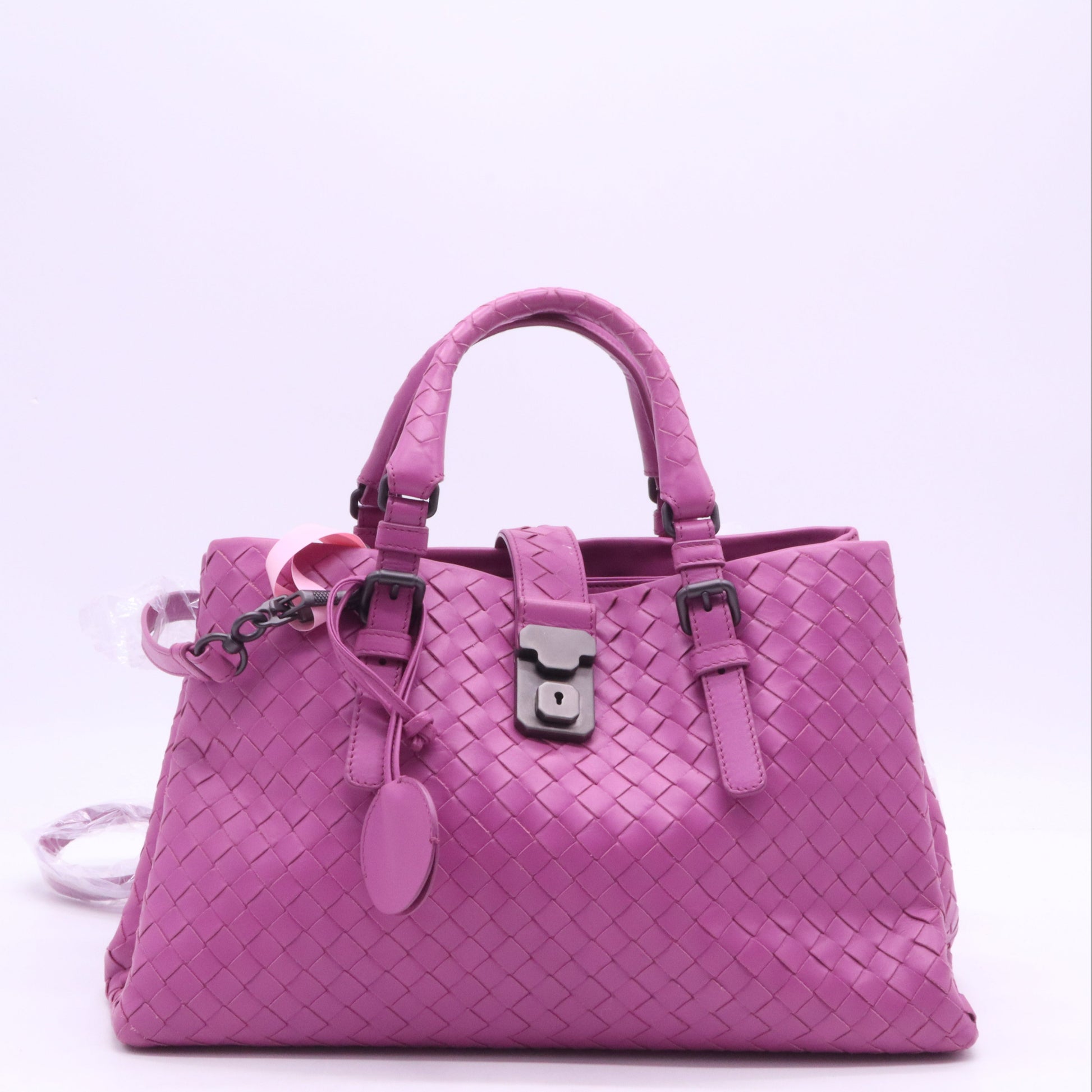 Bottega Veneta Shock Pink Intrecciato Woven Nappa Leather Roma Tote Bag Twins LDJ3963
