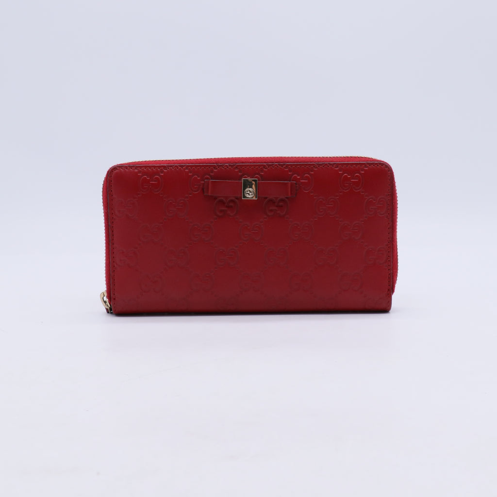 Gucci Guccissima Bow Zip Around Wallet W21231