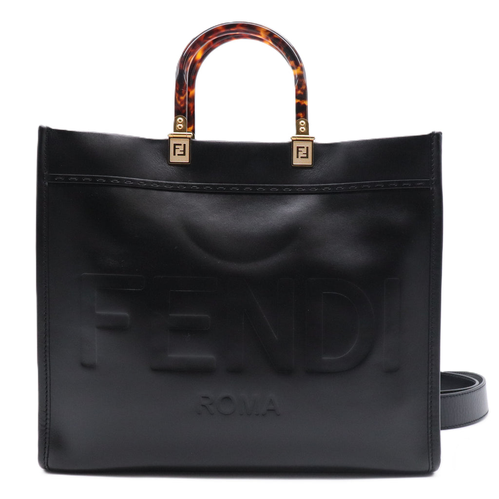 Black Leather Sunshine Large Shopper Tote Bag