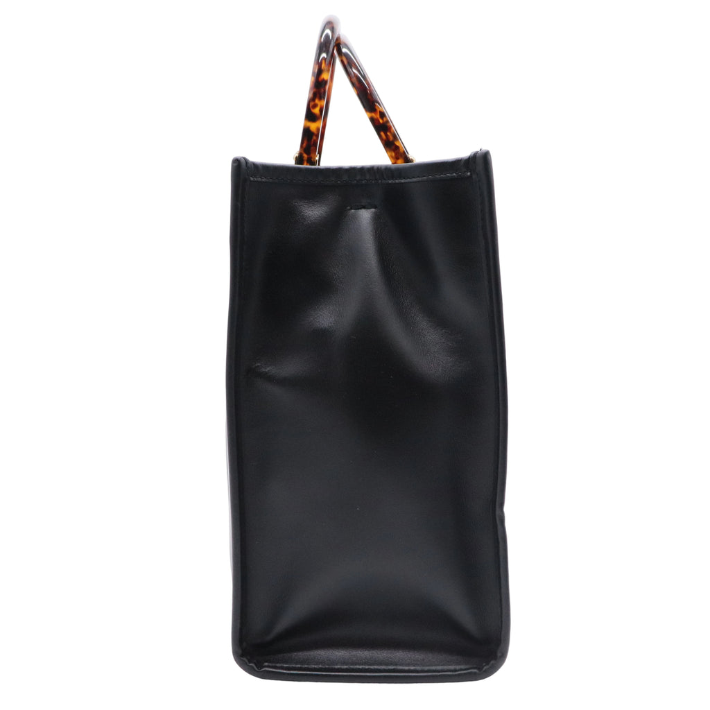 Black Leather Sunshine Large Shopper Tote Bag