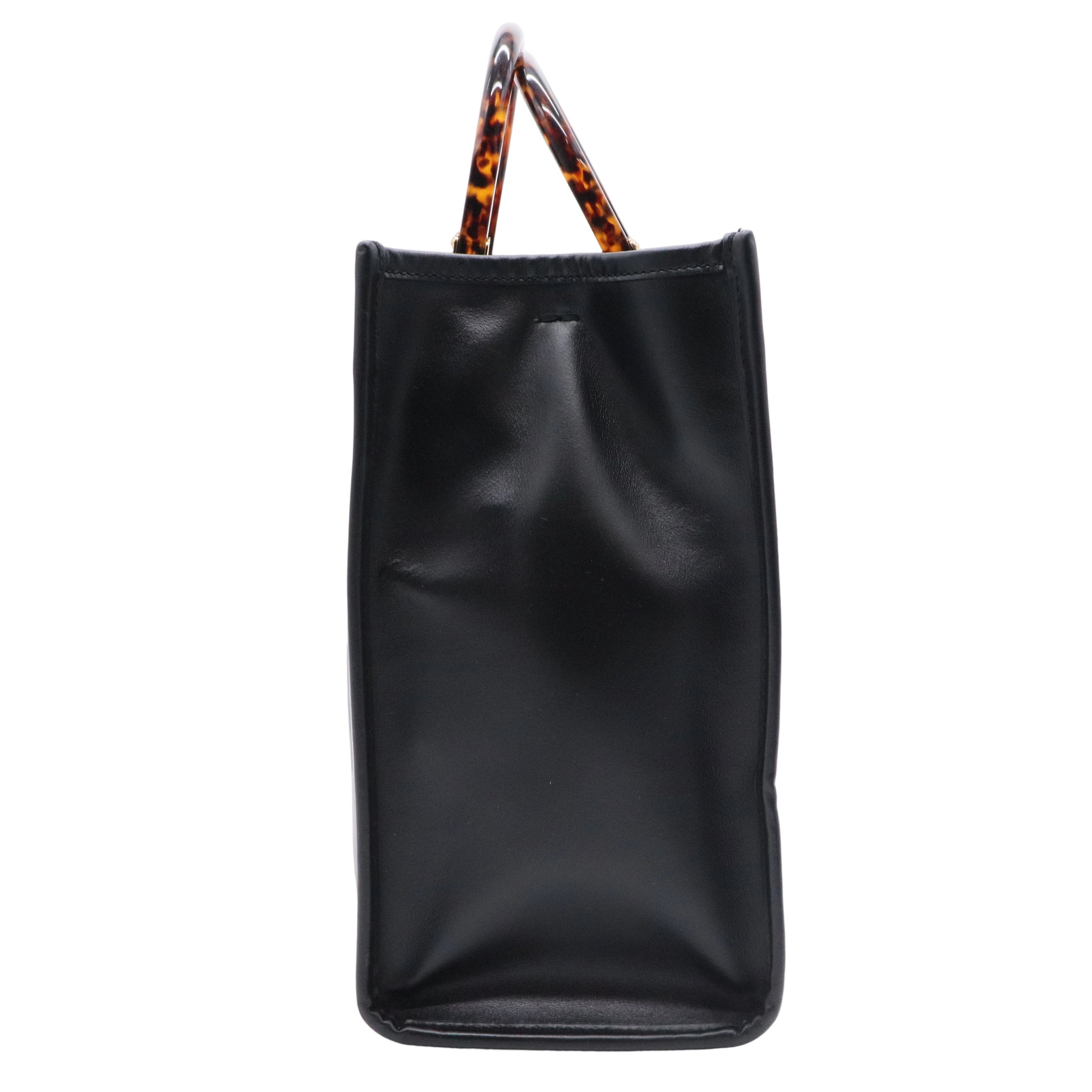 Black Leather Sunshine Large Shopper Tote Bag