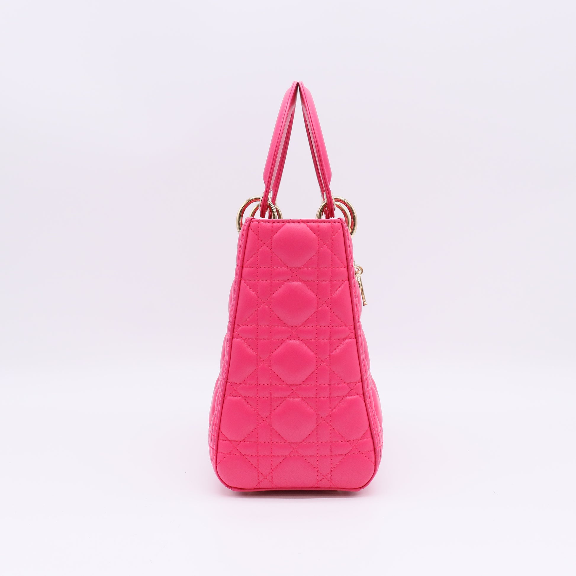 Christian Dior Medium Lady Dior Bag in Hot Pink Cannage Lambskin Leather B23020