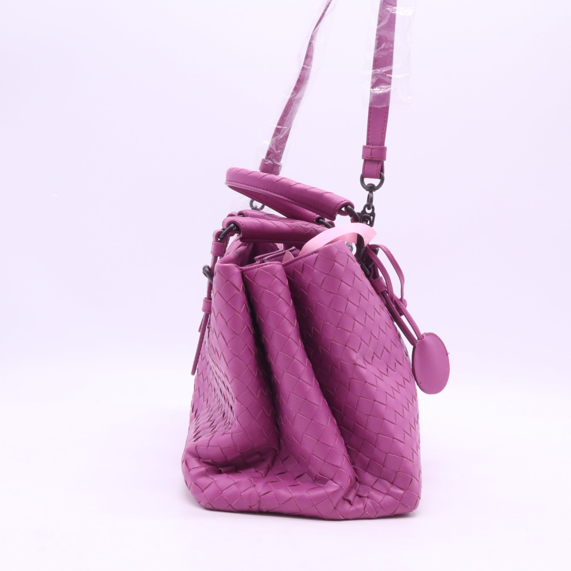 Bottega Veneta Shock Pink Intrecciato Woven Nappa Leather Roma Tote Bag Twins LDJ3963