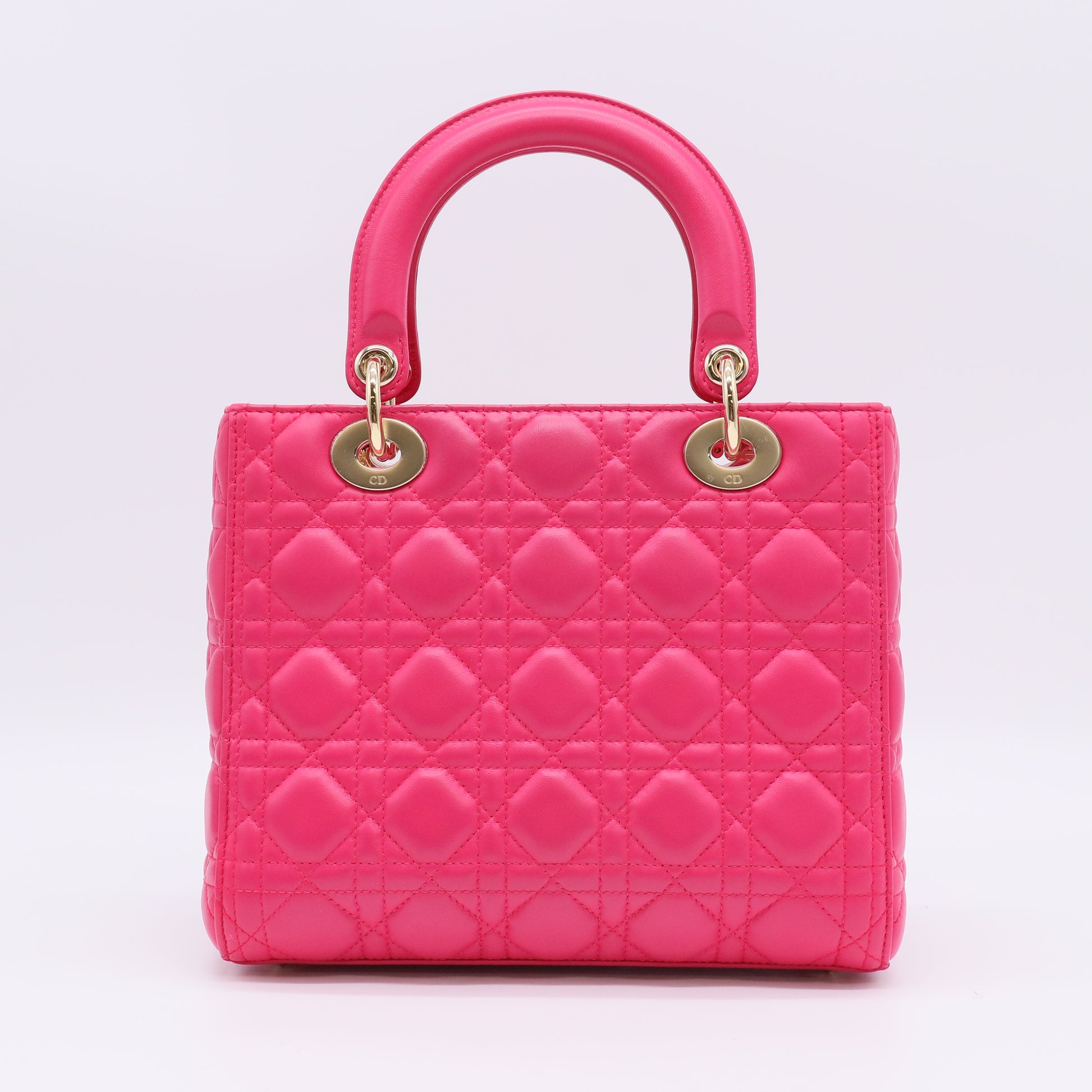Christian Dior Medium Lady Dior Bag in Hot Pink Cannage Lambskin Leather B23020