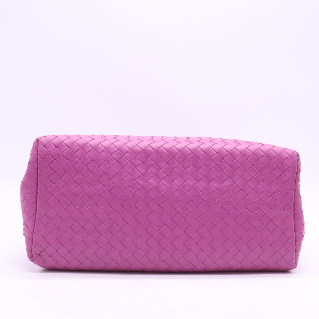 Bottega Veneta Shock Pink Intrecciato Woven Nappa Leather Roma Tote Bag Twins LDJ3963