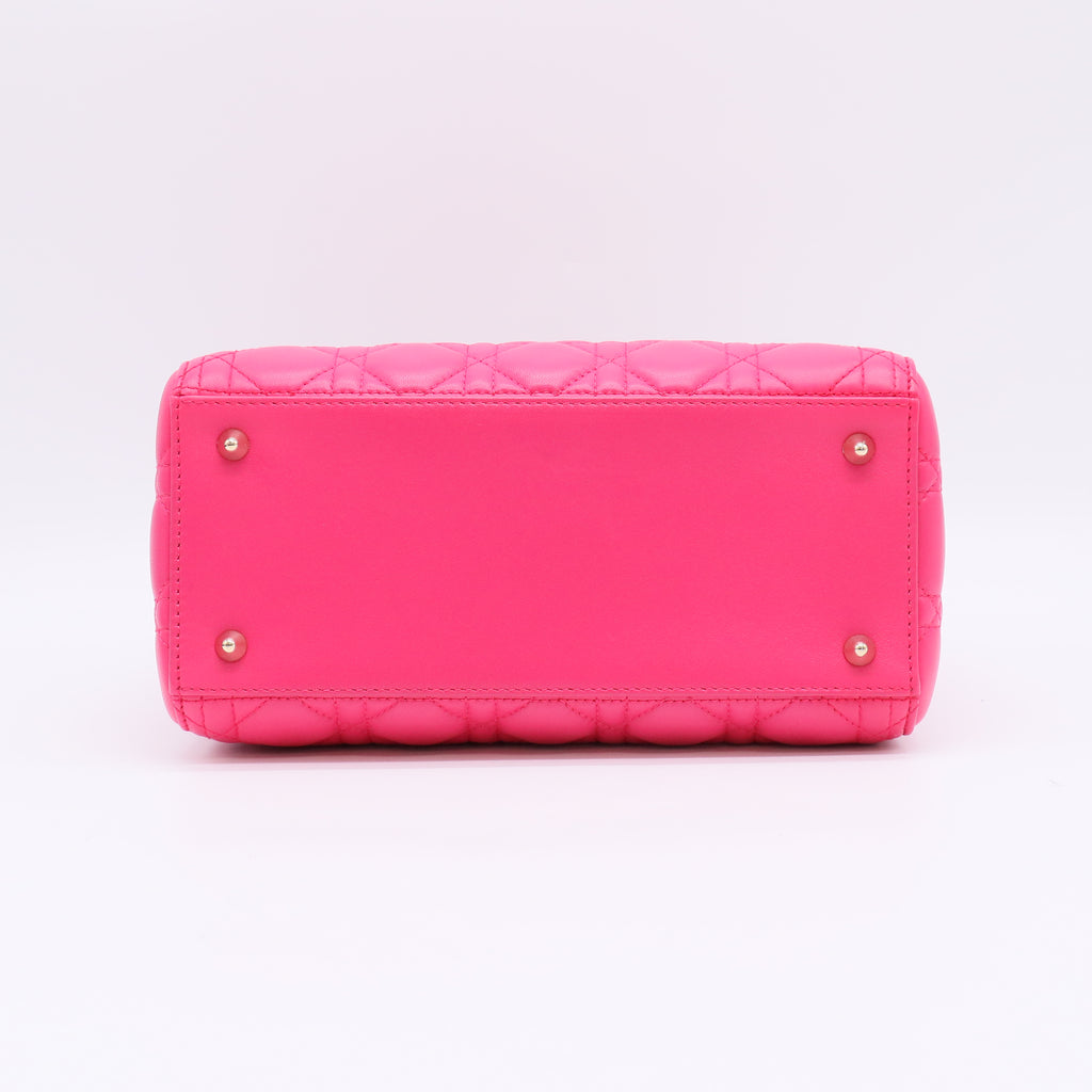 Christian Dior Medium Lady Dior Bag in Hot Pink Cannage Lambskin Leather B23020