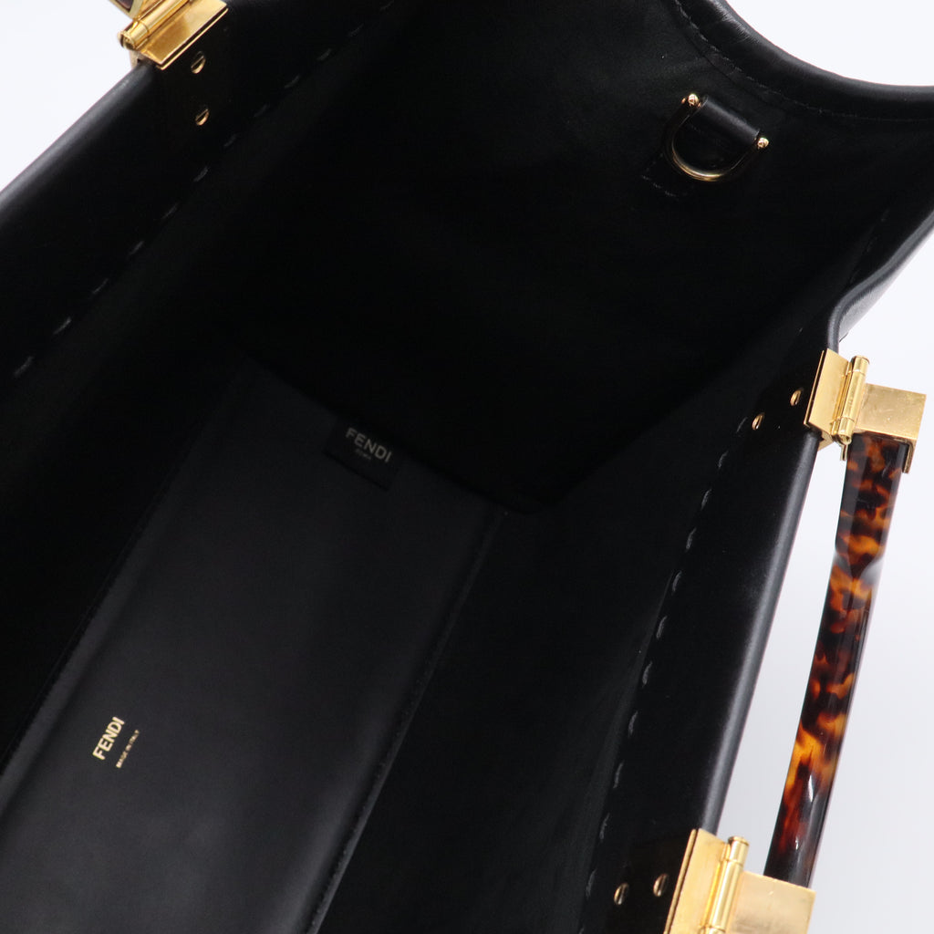 Black Leather Sunshine Large Shopper Tote Bag